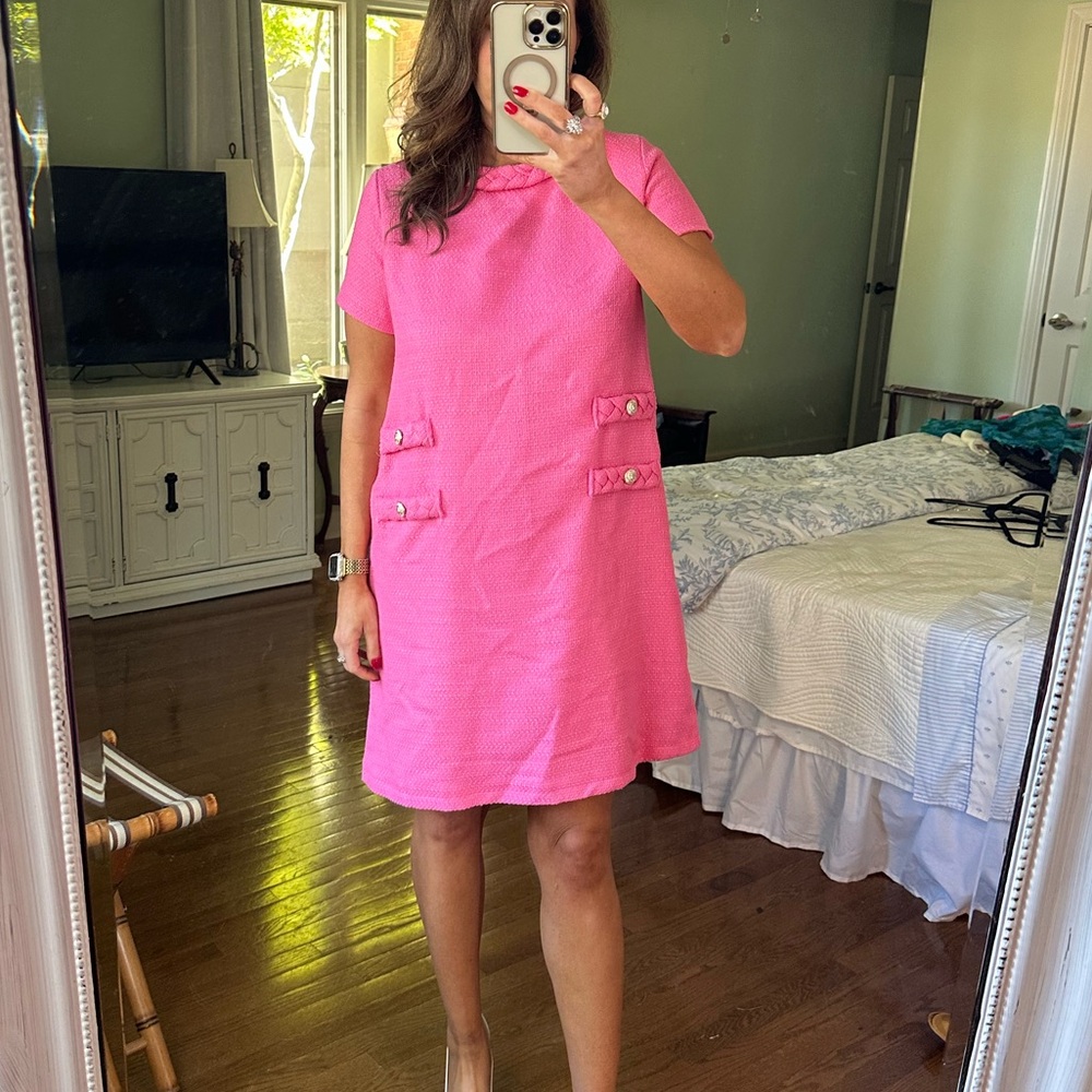 Amazon Hot Pink Tweed Jackie Dress